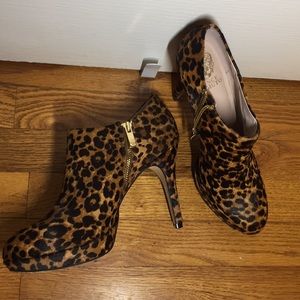 Vince Camuto Leopard Print Furred Elvin Booties